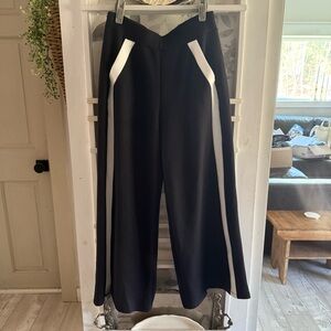 SPANX AirEssentials Track Pants Size L Black Jogger Wide Leg Stretch Stripe